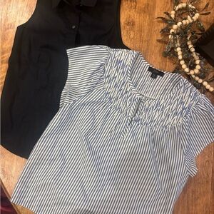 J.Crew Striped Blue and White Women's Top x2 & Womens jcrew belt